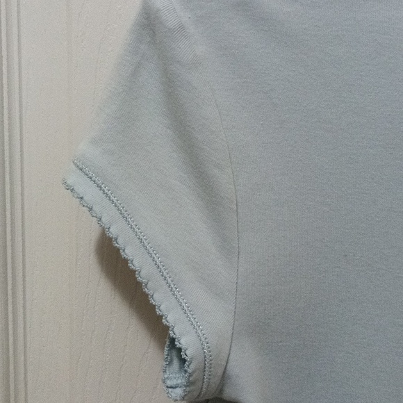 Ann Taylor baby blue pima cotton neck T-shirt ladies Medium - Picture 3 of 7